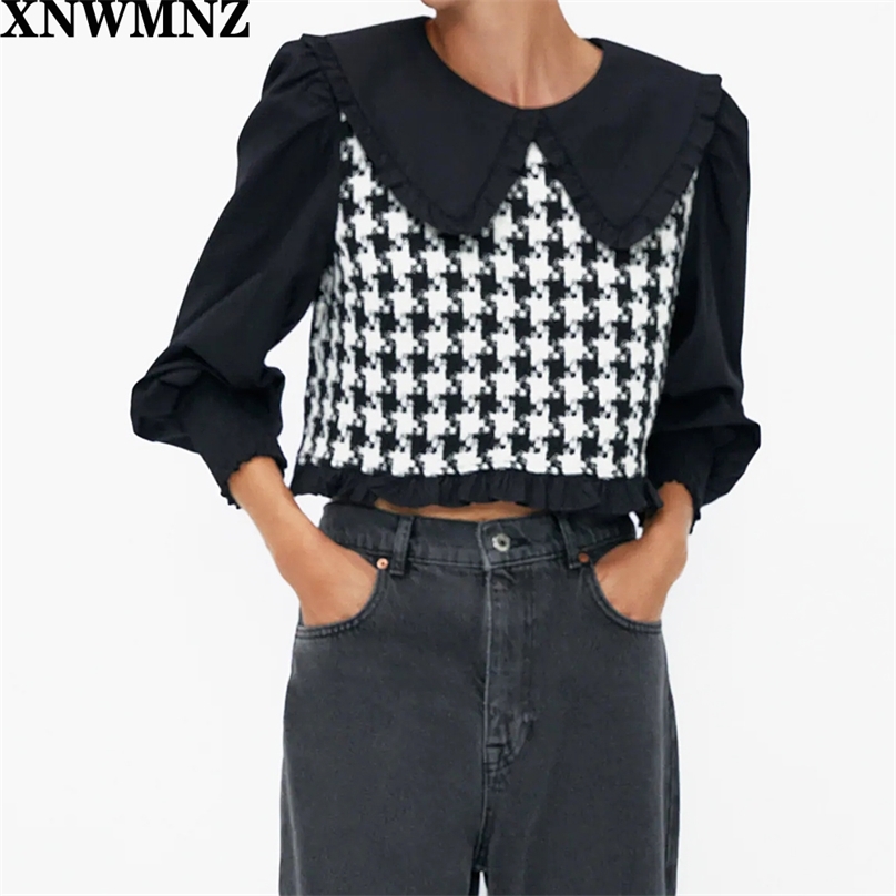 fashion Lady Women Femal Ladies contrast blouse with peter pan collar long sleeve smocked cuffs Ruffle trims chic tops 210520, Black
fashion Lady Women Femal Ladies contrast blouse with peter pan collar long sleeve smocked cuffs Ruffle trims chic tops 210520, Black