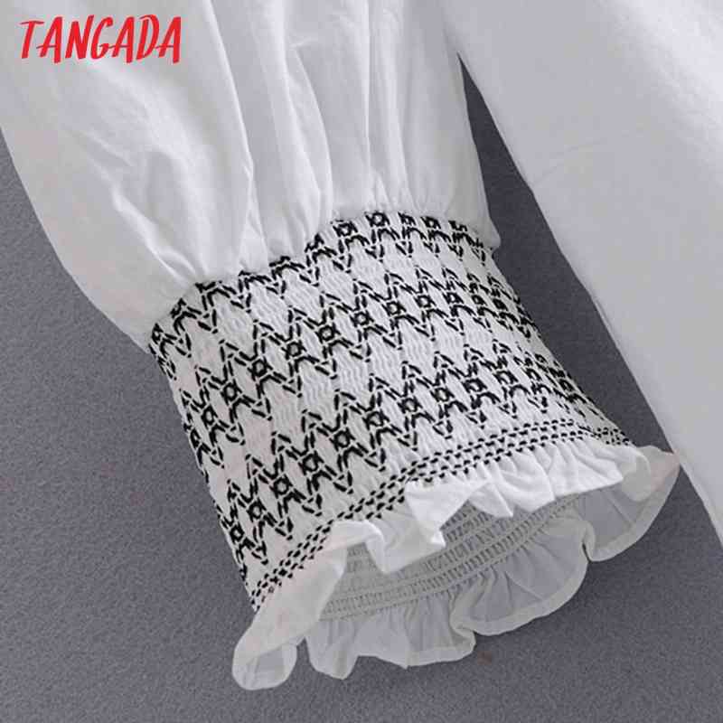 Women Retro Embroidery Oversize Collar Sleeve Chic Female Short Blouse Shirt Tops 3H82 210416