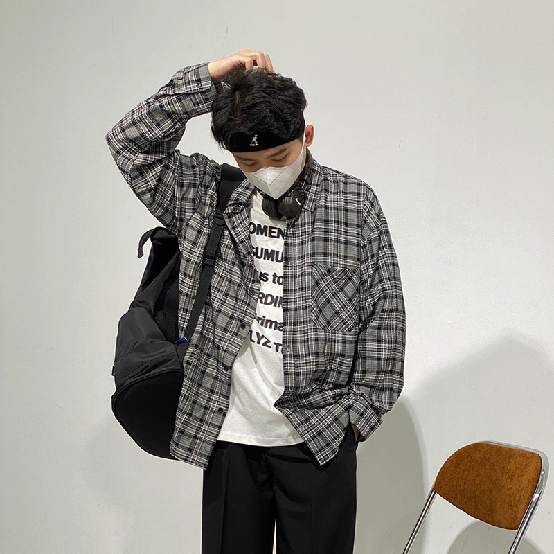 IEFB Men's Casual Plaid Shirt Korean Fashion Long Sleeve Blouse Tops Vintage Spring Single Breast Clothes 9Y6228 210524