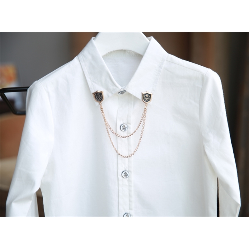 Children's Clothing Spring Long Sleeve for Children Shirt Fashion Boy Baby White All-match Black Casual 210713