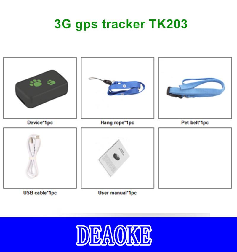 Car GPS & Accessories 3G TK203 MINI Pet Tracker Water-proof Dust-Proof Real-Time Tracking Device AGS Locator Motion Alarm Energy Saving