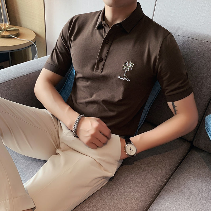 IEFB British Summer Men's Solid Color Polo Shirt Slim Fit Short Sleeve Casual Embroidery Tops Mans Clothing 9Y6678 210524