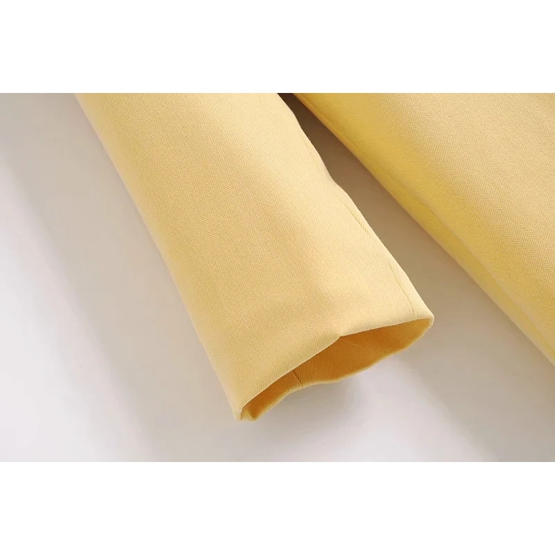 fashion women yellow jackets autumn vintage ladies coats buttonfly elegant female suits casual pocket girls jacket 210430