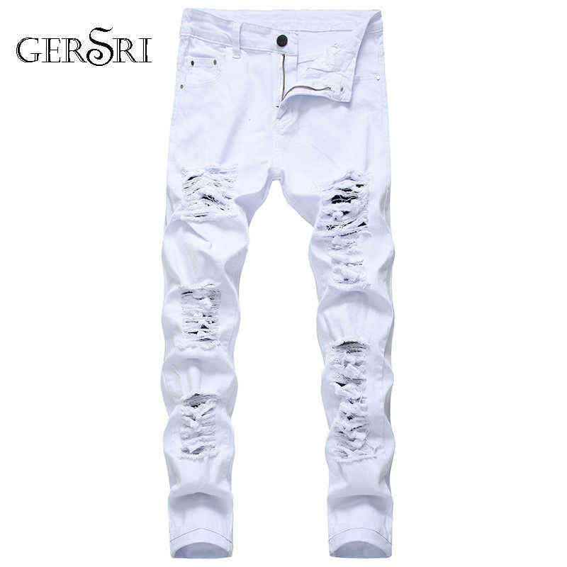 Gersri Straight Hole Destruction Trousers Distressed Jeans Men Denim Trousers Men Jeans Fashion Designer Brand White Jean Male 211218
Gersri Straight Hole Destruction Trousers Distressed Jeans Men Denim Trousers Men Jeans Fashion Designer Brand White Jean Male 211218