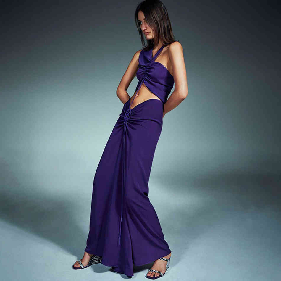 Summer One Shoulder Maxi Dress For Women Sexy Sleeveless Hollow Out Celebrity Evening Runway Club Party Dresses 210423