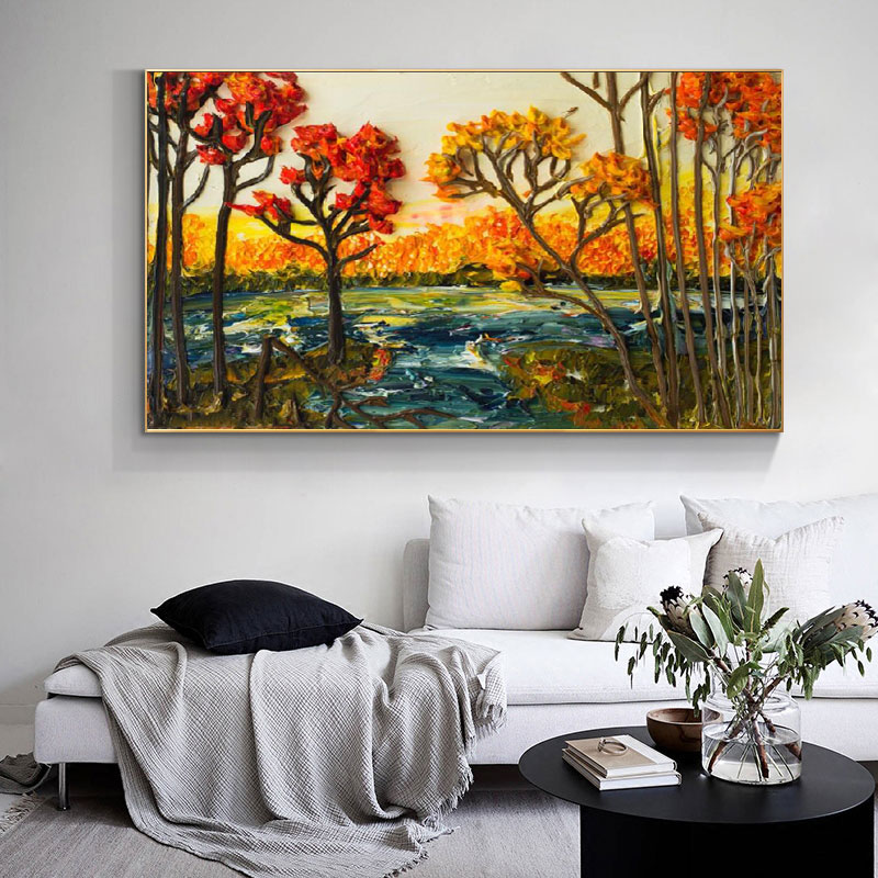 Large Size Oil Painting Print Colorful Tree Poster Wall Art Canvas Painting Abstract Picture For Living Room Decor