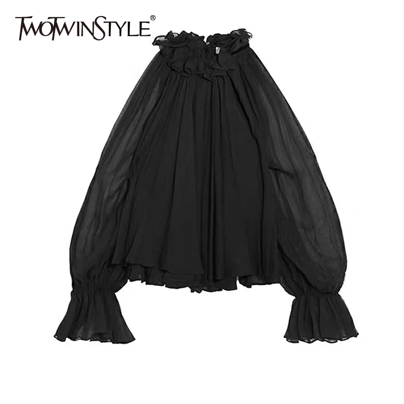 Chiffon Shirt For Women Off Shoulder Stand Collar Ruffles Lantern Sleeve Summer Blouse Female Fashion OL Clothing 210524, White shirt
Chiffon Shirt For Women Off Shoulder Stand Collar Ruffles Lantern Sleeve Summer Blouse Female Fashion OL Clothing 210524, White shirt