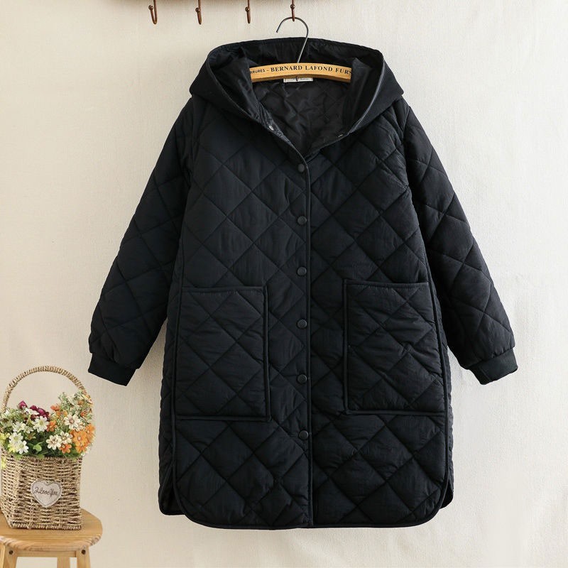 Arrival Winter Fashion Women Loose Hooded Long Parka All-matched Casual Single Breasted Cotton Padded Jacket Big Size M488 210512