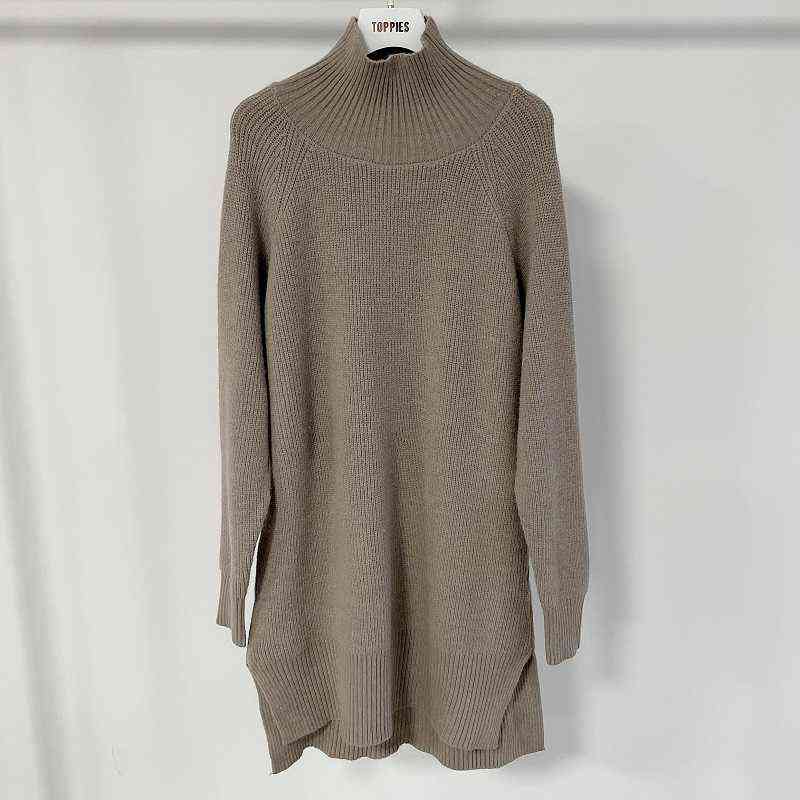 Toppies Autumn Winter Women Knitted Sweater Dress Long Sleeve Solid Sweater Casual Loose Sweater Dress Female 211123wtt