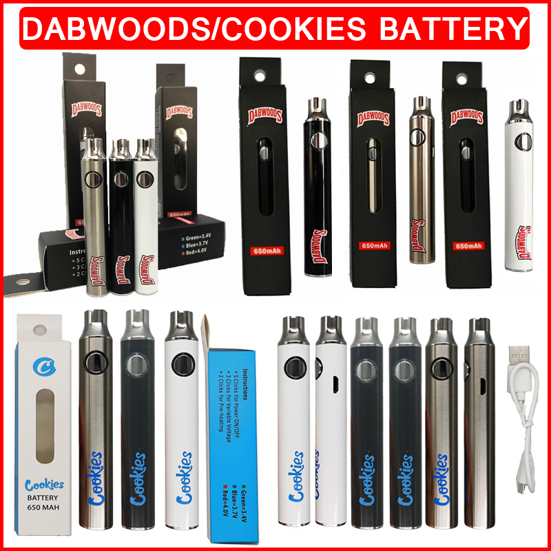 Dabwoods Cookies Vape Pen Battery 510 Thread 650mAh Preheating Vaporizer Rechargeable Adjustable VV Variable Voltage Vapes Batteries Charger Kit
Dabwoods Cookies Vape Pen Battery 510 Thread 650mAh Preheating Vaporizer Rechargeable Adjustable VV Variable Voltage Vapes Batteries Charger Kit