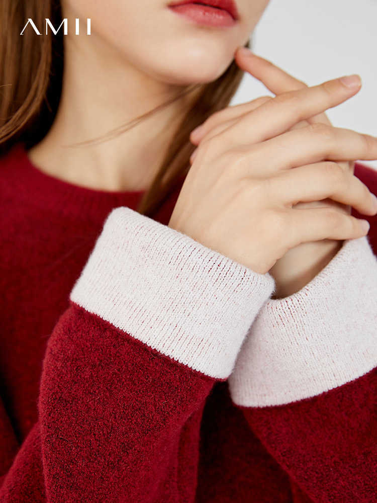 Minimalism Autumn Winter Fashion Sweaters For Women Causal Oneck Spliced Loose Women's Sweater Female Pullover 12040570 210527