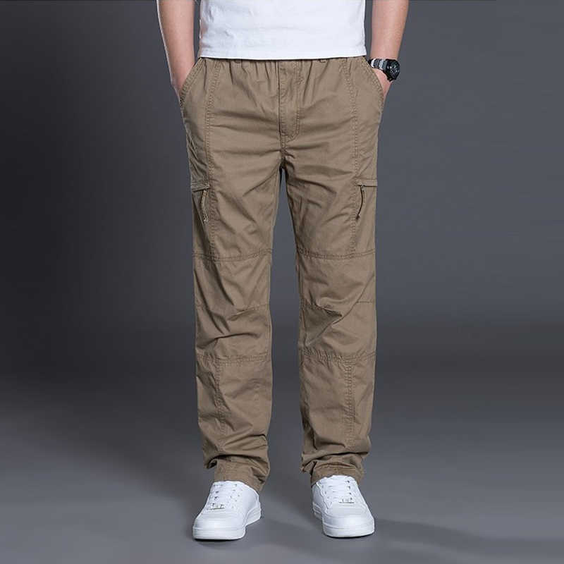 Summer Autumn Fashion Men Pants Casual Cotton Long Pants Straight Joggers Homme Plus Size 5xl 6xl Flat Trousers for Men Clothing 210930