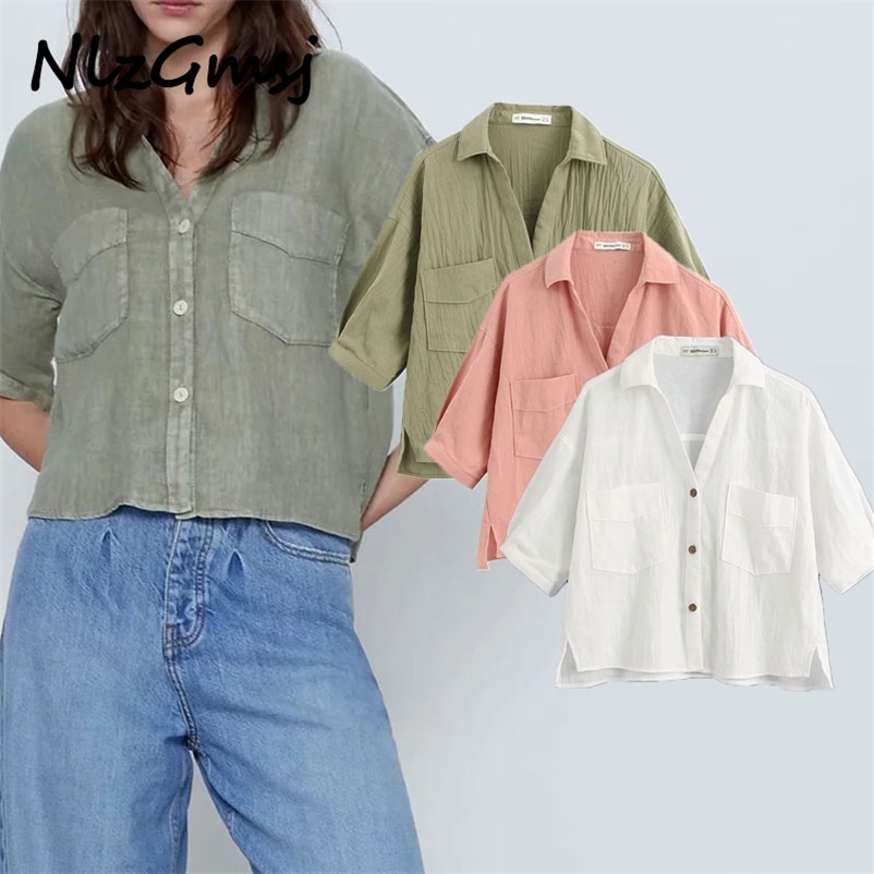 england simple solid pockets linen za blouse women blusas mujer de moda short shirt womens tops and plus size 210628, Green
england simple solid pockets linen za blouse women blusas mujer de moda short shirt womens tops and plus size 210628, Green