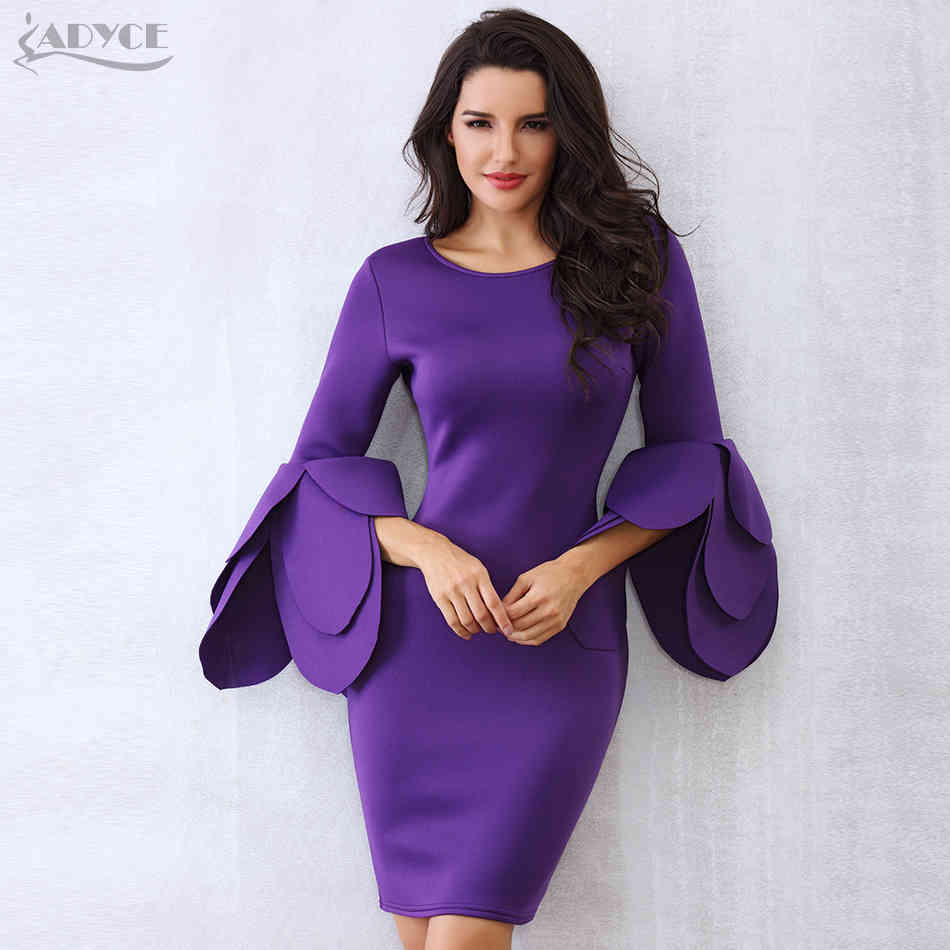 Autumn Women Violet Black Celebrity Evening Party Dress Long Petal Sleeve Mini Elegant Runway Club Vestidos 210423