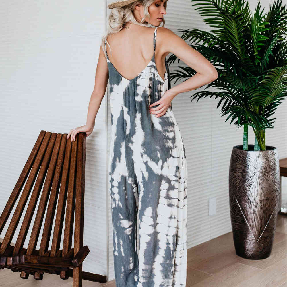 Bikini Cover-ups Boho Spaghetti Strap Jumpsuit Plus Size Cotton Dress Beach Swimsuit Cover Up Sexy V-neck Tunic A328 210420