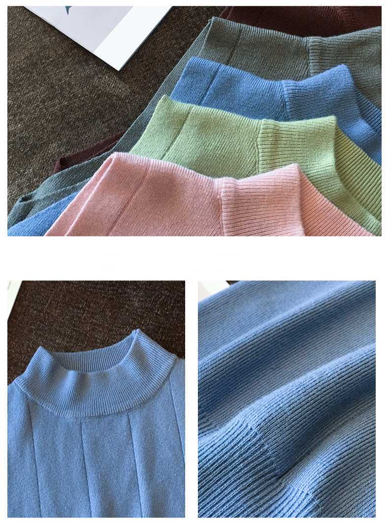 Blouses Top Femme Knit Blouse Women Blusas Mujer De Moda Verano Sleeveless Turtleneck Knitted Blouse Shirt Tops Women E405 210602