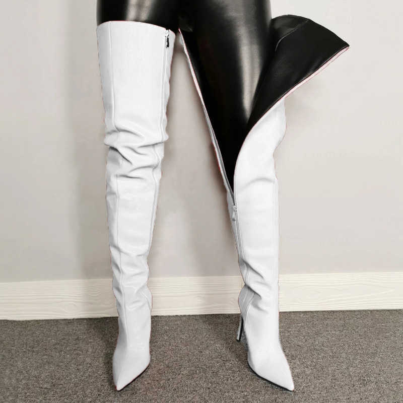 Colorful Long Boots For Girls 2021 New Women's Over-the-knee Boots Pu Leather Women High Knee Boots High Heels Boot Female Y0914
