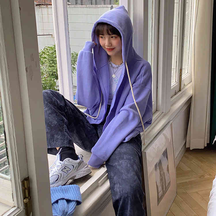 9 Candy colors Fashion Women Autumn Winter Hoodie Coats Zipper short Jacket Casual Clothing Tops Female Coat womens (F4114) 210423