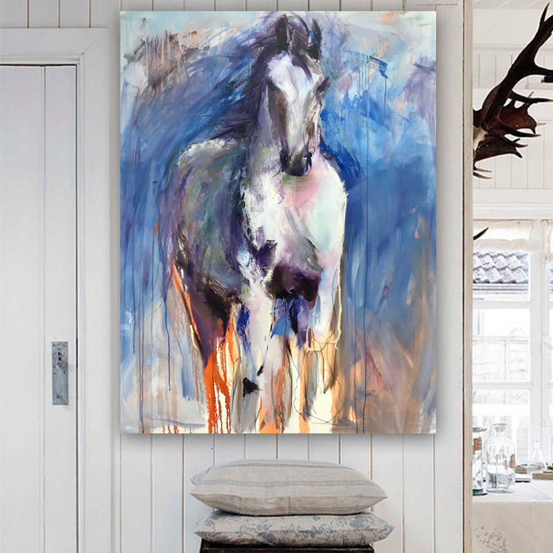 Modern Abstract Animal Poster Print Vintage White Horse Wall Art Picture On Canvas For Living Room Home Decor Painting Unframed