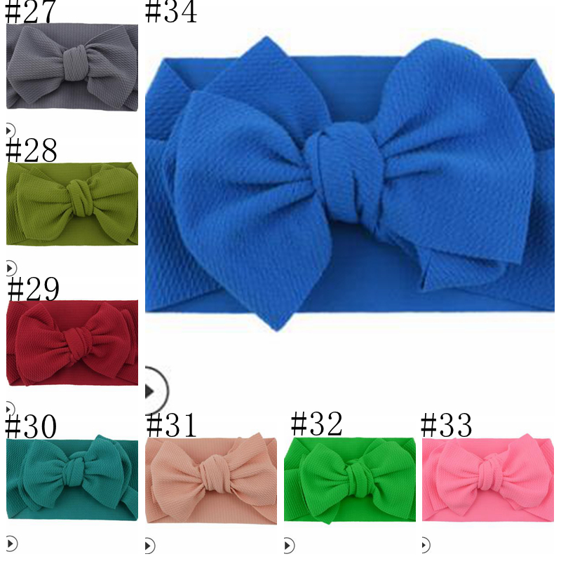 Baby Girl Headband Big Bow Hairbands DIY Bowknot Newborn Turban Solid Wide Head Wrap Infant Headwear Hair Accessories 34 Colors BT6666