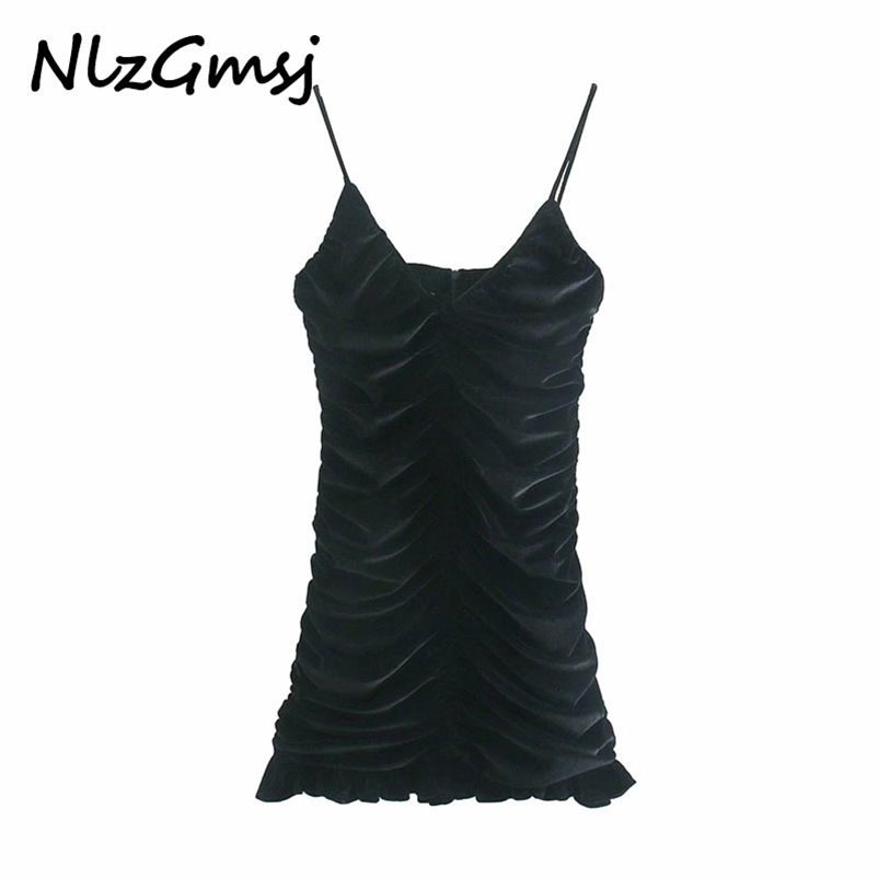 Dres Sexy Velvet Mini Woman Black Ruched Slip Short Sleeveless Backless Ladies es 210628, As picture
Dres Sexy Velvet Mini Woman Black Ruched Slip Short Sleeveless Backless Ladies es 210628, As picture