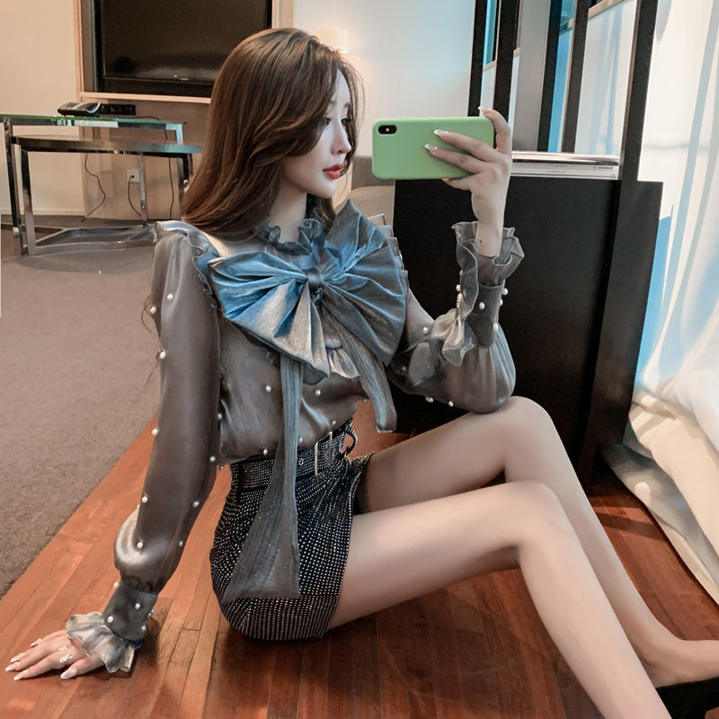 Spring French Elegant Fashion Suits Women Bow Shirts+Mini Skirts Korean Style 2 Piece Sets Female Kawaii Lolita Costume Y2k 210521