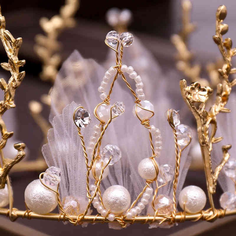 Wedding Hair Jewelry Accessories Korean Bride Crown Headdress Mori Xianmei Ornament Princess Big Pearl Dress