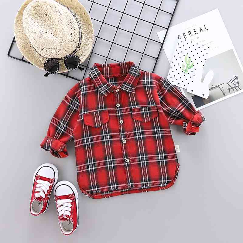 Kids Plaid Shirts Trendy Sale Children Kid Boys Girls Long Sleeve Buttons Pocket Tops Shirt Turn Down Collar Casual Blouses 210713