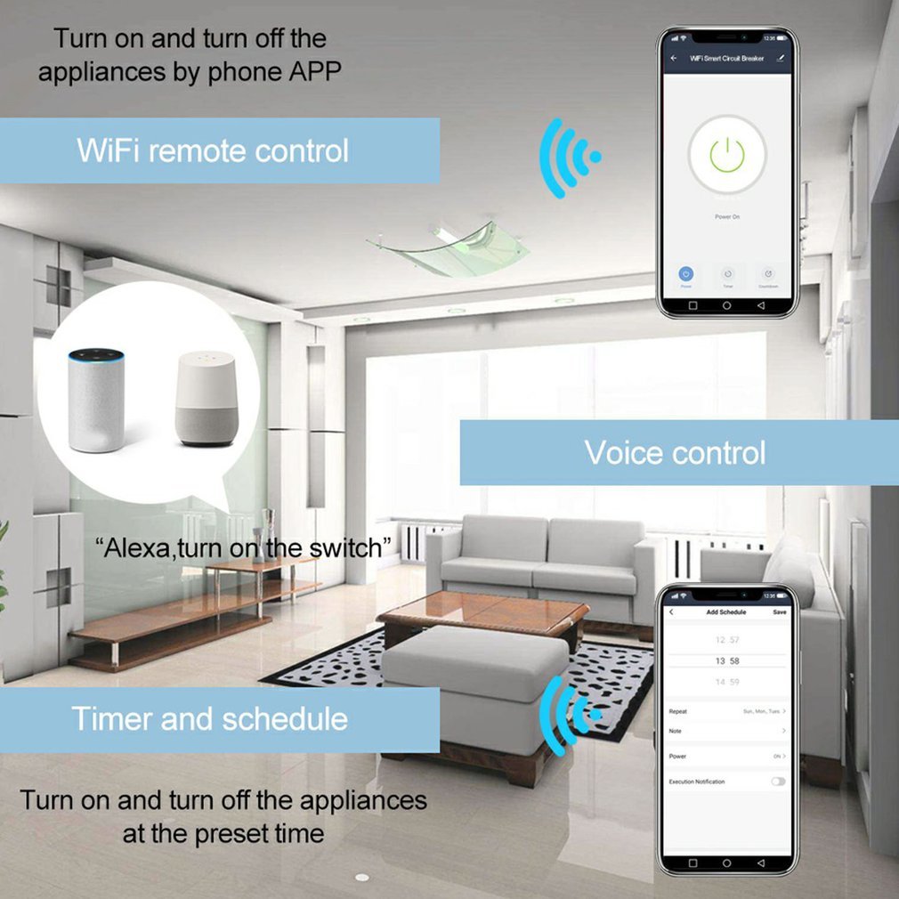 18mm Digital Timer Switch Remote Wifi Smart Light Switch Programmer with Energy Monitoring 100-240V 16A