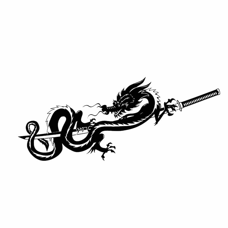 18.2*7.6CM Oem Dragon Samurai Symbol Car Sticker Decal Soldier Black/Silver Covering The Body Vinyl