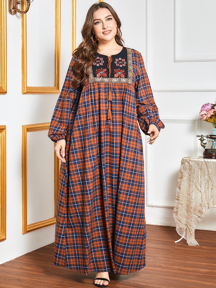 Plaid Muslim Abaya Dress Women Embroidery Ramadan Hijab Dresses Jilbab Turkey Islamic Vestido Moroccan Kaftan Arabic Elbise 2021
Plaid Muslim Abaya Dress Women Embroidery Ramadan Hijab Dresses Jilbab Turkey Islamic Vestido Moroccan Kaftan Arabic Elbise 2021