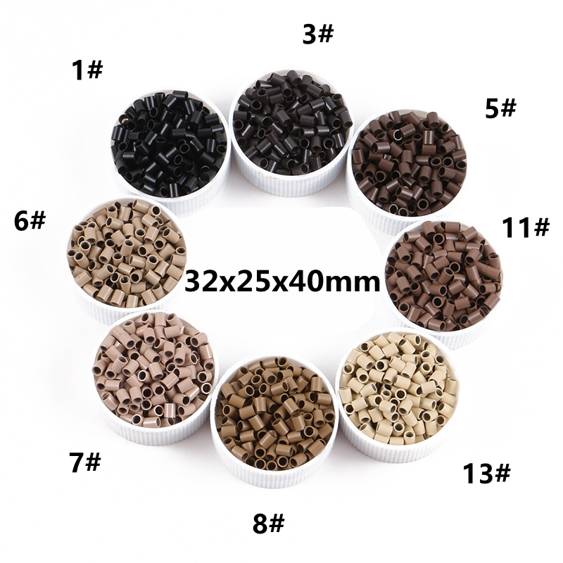 1000pcsbottle 32x25x40mm Hair Extensions Micro Beads Copper Tubes Micro Ring Nano rings for Salon