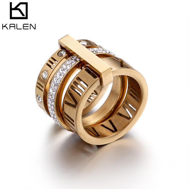 Stainless Steel Rose Gold Roman Numerals Fashion Jewelry Ring Women's Wedding Engagement Jewelry Gift