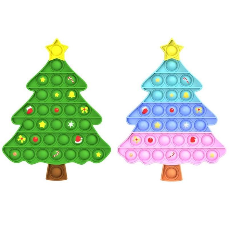 Silicone Cartoon Christmas Tree Push Bubble Sensory Toy Anti-stress Relaxing fidget Autism Toys Stress Relieve Educational for Adult Kid Xmas Gifts FY
