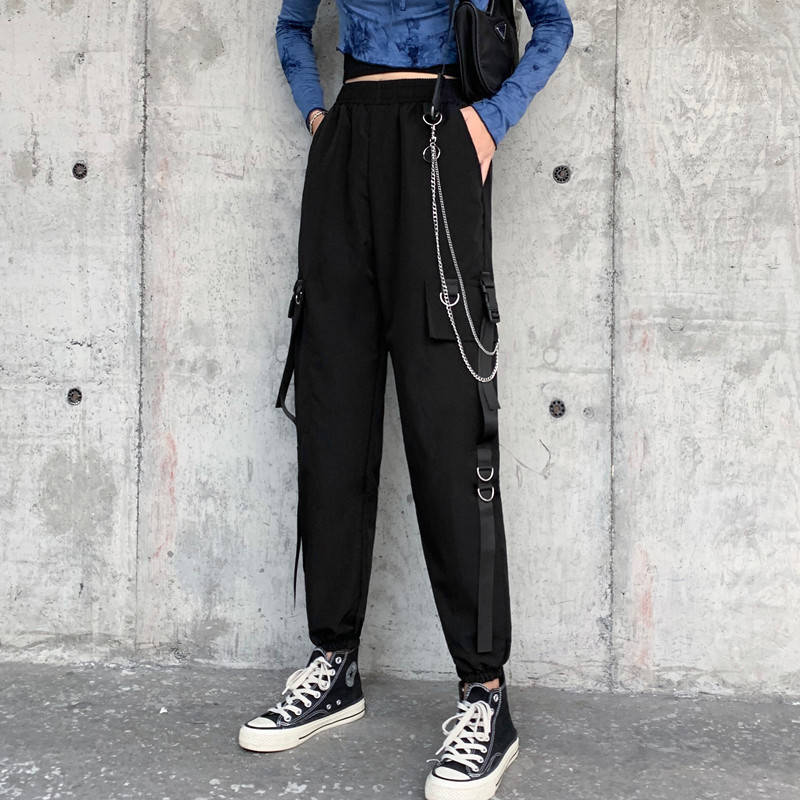 Women Cargo Pants Spring Autumn Fashion Female High Waist Harem Pant Casual Loose BF Streetwear Harajuku Straight Trousers 210514