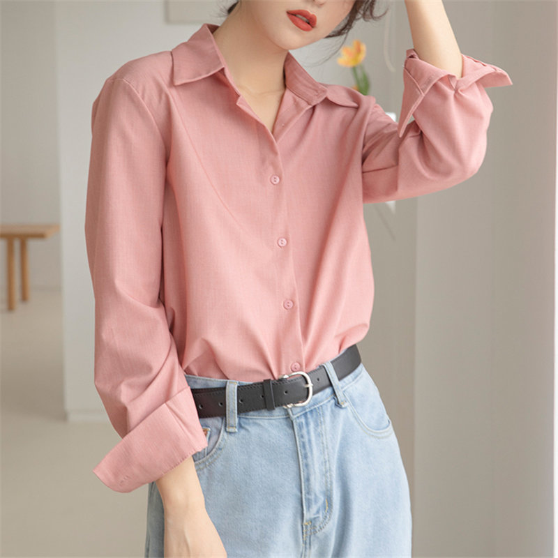 Chic High Street Minimalist Regular Plus Size Korean Brief Casual Basic Office Lady Loose Women Solid Blouses 210421