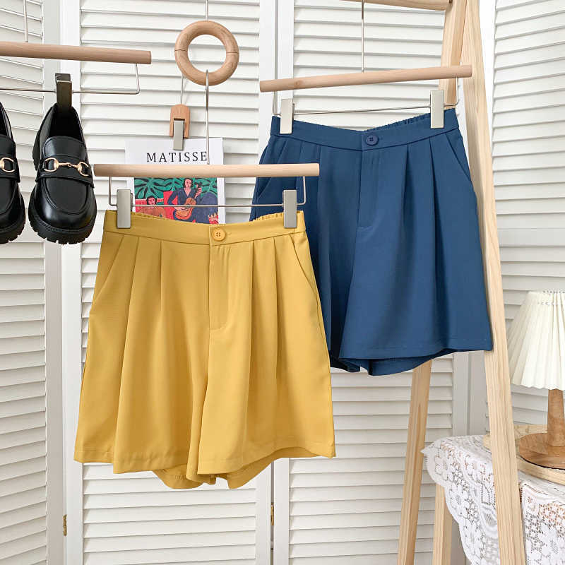 LY VAREY LIN Summer Women Casual Printing Notched Single Breasted Short Shirts Tops+high Waist Wide Leg Shorts Two Piece Set 210526