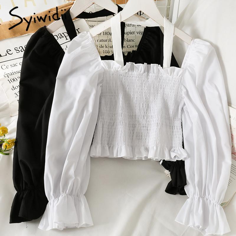 Women's Blouses & Shirts Syiwidii Womens Long Flare Sleeve Off Shoulder Ruffles Cropped Halter Tops Slash Neck Slim Sexy Casual Fall 2021, Black
Women's Blouses & Shirts Syiwidii Womens Long Flare Sleeve Off Shoulder Ruffles Cropped Halter Tops Slash Neck Slim Sexy Casual Fall 2021, Black