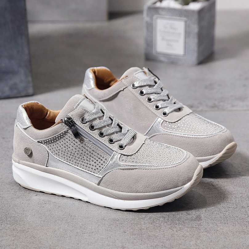 Women Shoes Gold Sneakers Zipper Platform Trainers Women Shoes Casual Lace-up Tenis Feminino Zapatos De Mujer Womens Sneakers Y0907