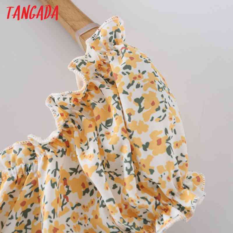 Summer Women Floral Print Vintage Puff Short Sleeve Ladies Dress Vestidos 2M146 210416