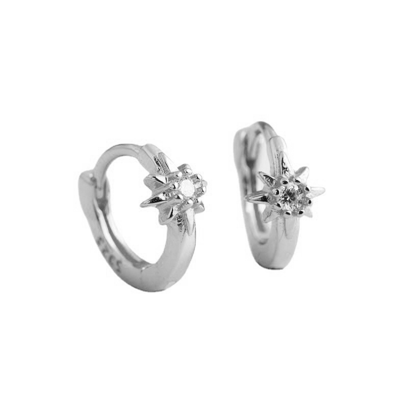 Basic Huggies Middle Circle Piercing Snowflakes Fashion Hoops Earrings With Crystal Zirconia Gold Silver For Women Fine Jewelry Wedding