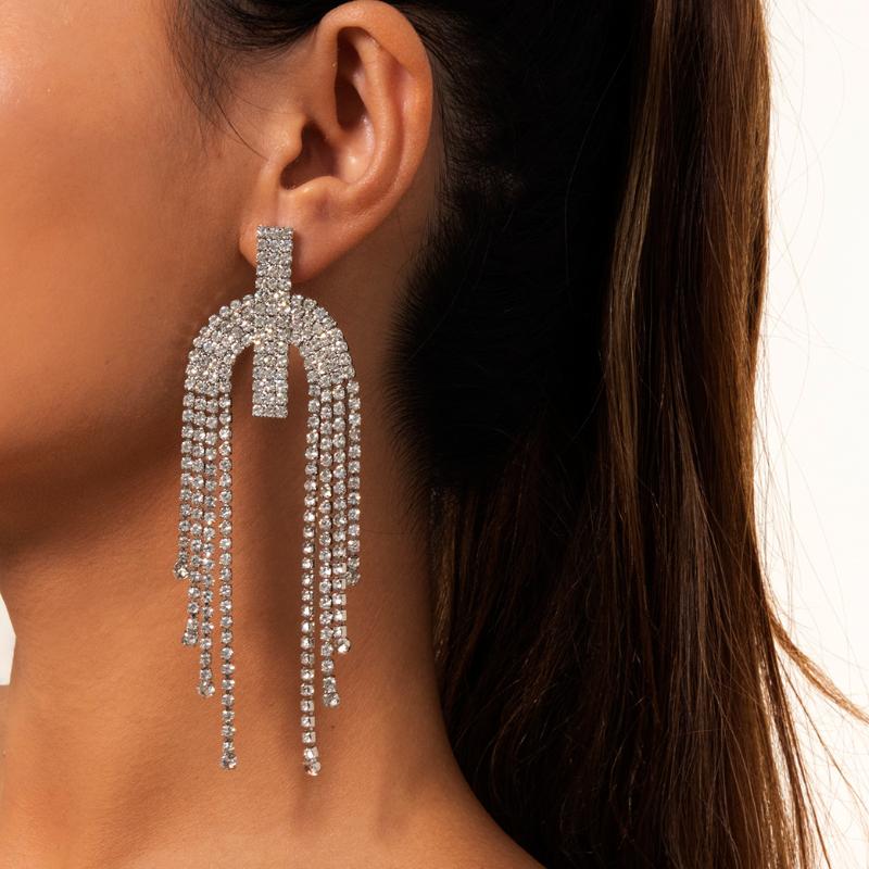 Dangle & Chandelier Ingemark Long Tassel Full Rhinestone Drop Earrings For Women Ovsize Crystal Bridal Wedding Jewelry Accessories, Silver
Dangle & Chandelier Ingemark Long Tassel Full Rhinestone Drop Earrings For Women Ovsize Crystal Bridal Wedding Jewelry Accessories, Silver