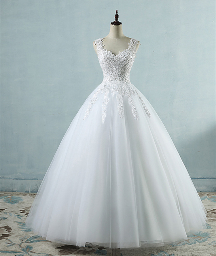 2021 Pearls Beaded A Line Wedding Dresses Bridal Gowns Floor Length Sexy Backless Lace Bride Dress Formal Wear V Neck Sleeveless Vestidos