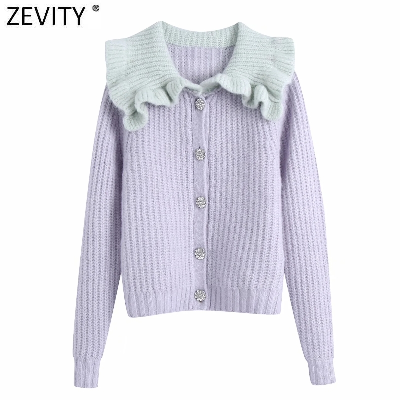 Zevity Women Sweet Turn Down Collar Ruffles Patchwork Twist Cardigans Knitting Sweater Female Chic Long Sleeve Casual Tops S667 210419, As pic s667bb
Zevity Women Sweet Turn Down Collar Ruffles Patchwork Twist Cardigans Knitting Sweater Female Chic Long Sleeve Casual Tops S667 210419, As pic s667bb
