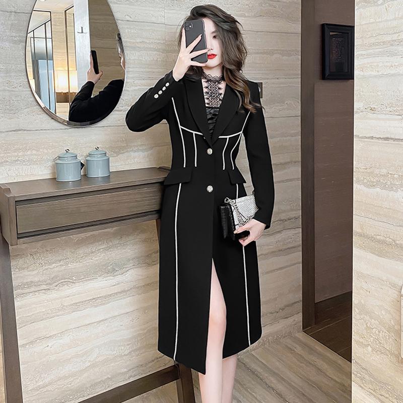 Women' Suits & Blazers Fashion Women Professional Temperament Elegant Single-breasted Street Clothes Black Slim Long With Slit Trench Coat
Women' Suits & Blazers Fashion Women Professional Temperament Elegant Single-breasted Street Clothes Black Slim Long With Slit Trench Coat