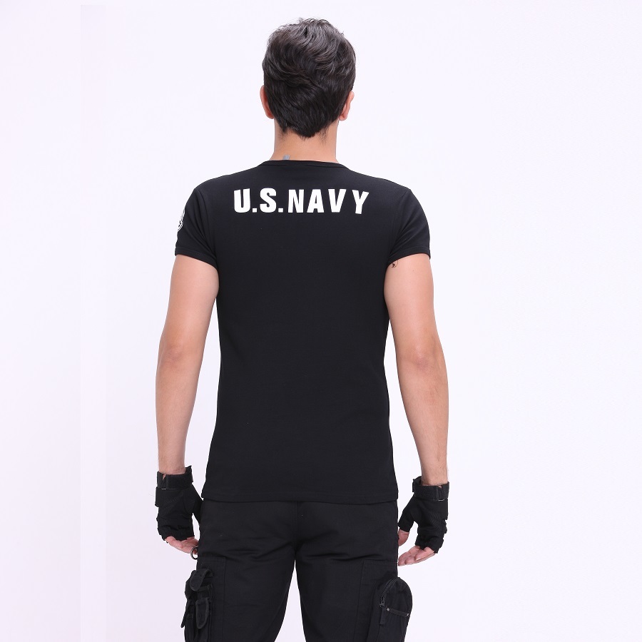 Men's Army T Shirt Summer US Military Clothing Cotton T-shirt Solid Color Short Sleeve High Quality Male Tshirt Stretch Slim Fit 210518