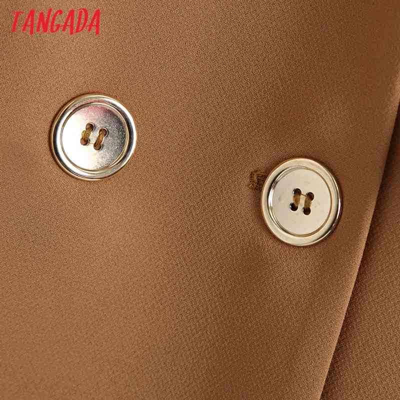 Women Fashion Solid Blazer Coat Vintage Double Breasted Long Sleeve Female Outerwear Chic Tops BE461 210416