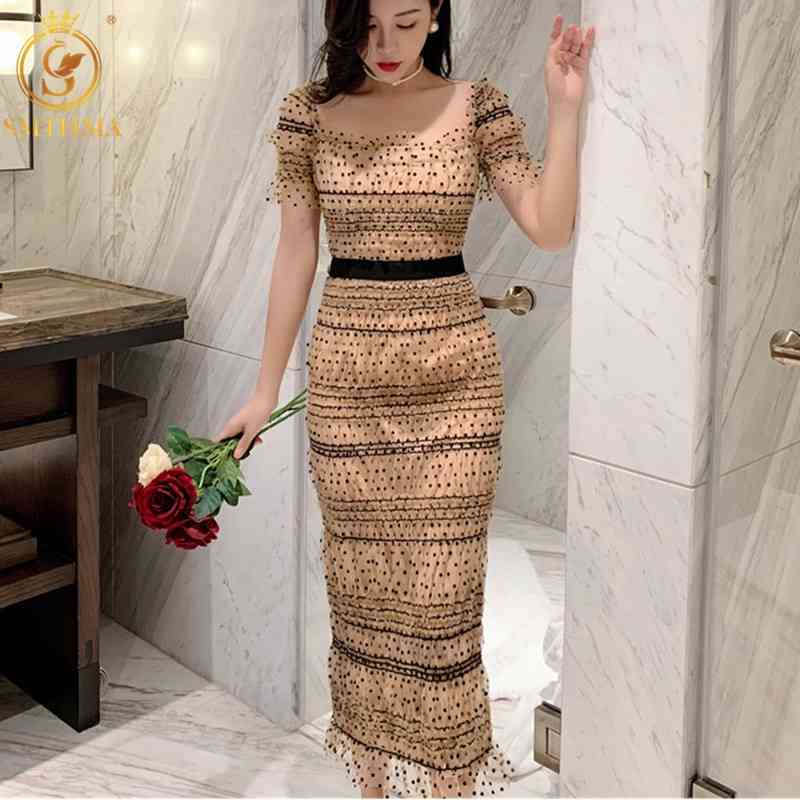 Summer Short Sleeve Self Portrait Dress Women Square Collar Sexy Mesh Polka Dot Bodycon Designer Runway Vestidos 210520, Photo color
Summer Short Sleeve Self Portrait Dress Women Square Collar Sexy Mesh Polka Dot Bodycon Designer Runway Vestidos 210520, Photo color