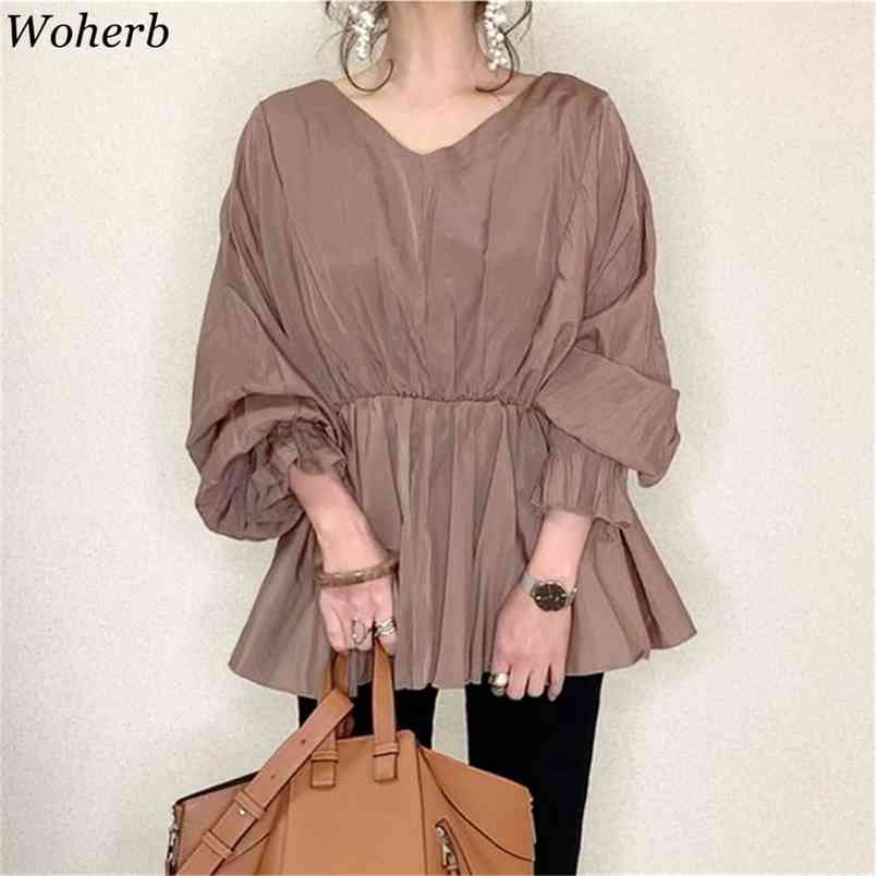 Blouses Women Summer Ladies Shirt Korean Fashion Long-sleeved V-neck Girl Japanese Top Woman Blusas Vetement Femme 210519, Khaki
Blouses Women Summer Ladies Shirt Korean Fashion Long-sleeved V-neck Girl Japanese Top Woman Blusas Vetement Femme 210519, Khaki