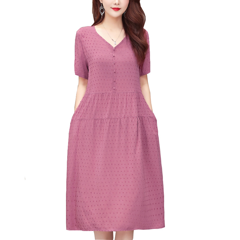 New Style Women Summer Dresses V-neck Cotton Plus Size Vestidos Robe Femme 5XL Vintage Dress A-line Casual Short Solid 210409